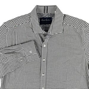 Robert Graham Shirt Mens‎ XL Tailored Fit Black White Geometric Houndstooth EUC